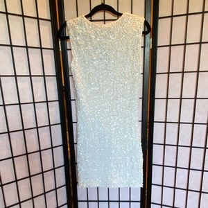 Rachel Zoe White Sequined Sleeveless Dress Sz S
